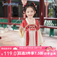 JELLYBABY漢服女童2025秋冬寶寶秋款裙子女孩連衣裙春秋兒童唐裝中國風(fēng)秋季 紅色 100