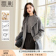 香影純羊毛灰色毛呢外套女2024冬季新款牛角扣氣質學院風開衫上衣 灰色 S