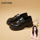 達(dá)芙妮DAPHNE厚底增高5.5CM樂福鞋女2025春秋新款套腳單鞋英倫風(fēng)小皮鞋 黑色 37