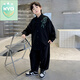 WVD國際品牌男童唐裝漢服套裝2025新款春裝國風(fēng)春秋款兒童古裝春季潮 黑色 M 140c