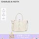 CHARLES&KEITH25秋新品簡約通勤手提水桶包菜籃子包七夕禮物CK2-10151518 Cream奶白色 S
