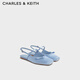 CHARLES&KEITH平底方頭蝴蝶結芭蕾瑪麗珍涼鞋CK1-70381120 Light Blue淺藍色 39 （250）