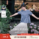 茵曼（INMAN）【商場(chǎng)同款】法式格子襯衫2025夏季女裝新款短袖娃娃衫襯衣 藏青 M