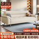 韶宜沙發(fā)床一體兩用2025新款小戶(hù)型沙發(fā)現代簡(jiǎn)約客廳雙人位貓抓皮沙發(fā) 茶白色（納帕貓抓皮）耐磨防污 含乳膠【1.6M可折疊】實(shí)木框架含*2抱枕