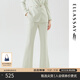 歌力思（ELLASSAY）春夏新款高級質(zhì)感清新干練通勤時(shí)尚都市微喇褲女EWD331K20600 豆沙綠 S