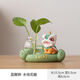 綠蘿水培花盆器皿花瓶透明玻璃插花花器客廳辦公桌裝飾品家居擺件 水培擺件-不含植物 沙發(fā)藍醒獅-水培花器