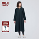 無印良品（MUJI）女式 起毛 V領(lǐng)長袖連衣裙 女款長裙裙子秋冬 女裝 BC2FBC3A 深藏青色 M (160/84A)