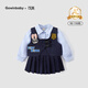可英 GOWINBABY女童學(xué)院風(fēng)套裝幼兒園女寶寶2025秋裝小女孩時(shí)尚兔子警官衣服兒童 藍色（套裝） 140 （適合身高130cm-140cm）