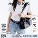 Amazing Song乙頌女包[陳都靈同款]甜甜圈HOBO包女款2025年軟皮斜挎包 【優(yōu)雅黑】 精美禮盒發(fā)貨