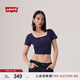 Levi's【商場同款】李維斯25年夏季新款女士針織休閑短袖T恤0019T 靛藍(lán) L