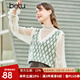 betu百圖女裝春季新款針織衫提花V領(lǐng)馬甲背心針織衫女2301T01 綠色 M