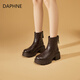 DAPHNE高跟短靴女爆款2025新款秋冬季百搭厚底英倫風(fēng)切爾西馬丁靴