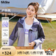 MsShe【輕量化戶外撞色沖鋒衣】大碼女裝2025春季胖mm連帽外套女 冷灰紫色現(xiàn)貨 6XL