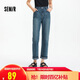 森馬（Semir）牛仔褲女復(fù)古顯瘦長褲小個子潮流2025夏季涼感直筒褲109325124003