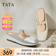 他她（TATA）法式厚底穆勒鞋女拖鞋外穿淺口瑪麗珍包頭單鞋夏季新款YSW01BH5 米白 37
