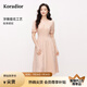 珂萊蒂爾【玫瑰裙】2025夏季新款優(yōu)雅蕾絲花紋短袖連衣裙女修身裙 淡橙紅 M