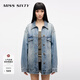 MISS SIXTY2025春季新款牛仔外套女翻領(lǐng)單排扣美式復(fù)古寬松防曬 中藍(lán) S
