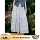 ELLE波嬉印花半身裙女2025夏新款度假松緊腰高級感氣質a字裙長裙 藍色 M