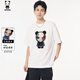 HIPANDA你好熊貓短袖t恤男純棉雙面亮片240克重磅潮牌男女同款白色2XL