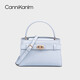 CANNIKANLM官方正品真皮鱷魚(yú)紋凱莉包女2025新款高級質(zhì)感通勤小號單肩斜挎包 海鹽藍