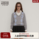 Teenie Weenie小熊女裝簡(jiǎn)約時(shí)尚秋休閑通勤V領(lǐng)學(xué)院菱形格毛衣針織衫