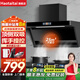 Haotaitai油煙機家用抽油煙機25立方頂側雙吸家用吸油煙機大吸力廚房油煙機自動清洗揮手控制煙灶套裝 B1頂側雙吸油煙機【品牌熱銷】