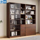 唐輯實(shí)木書(shū)柜書(shū)架自由組合儲物柜客廳滿(mǎn)墻展示柜249cm長(cháng)組合
