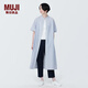 無(wú)印良品（MUJI）女式 涼感平紋立領(lǐng)短袖連衣裙 女裝裙子夏季長(zhǎng)裙涼感物語(yǔ)BC2ICC4A 藍(lán)色格紋 M 160/84A