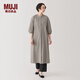 無印良品（MUJI） 女式 易干平紋 七分袖連衣裙 女裝裙子 長裙 春季BC2K4C4A 深咖啡色 L 165/88A