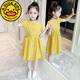 G.duck女童洋氣2023新款連衣裙夏季純棉小女孩公主裙中大童兒童夏裝裙子 黃色口袋裙 120 建議身高1.1米左右5-6歲