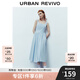 UR2025夏季新款女裝法式氣質(zhì)赫本風抽褶無袖連衣裙UYY750066 粉藍 M