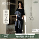 本澀 BSIEE趙昭儀同款一字領(lǐng)綁結(jié)短袖套裝2025春季氣質(zhì)舒適通勤兩件套女 藏青色 L