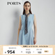 PORTS寶姿 商場同款新品女裝氣質(zhì)無袖V領(lǐng)撞色連衣裙LL8D188KCY008 天藍色 S (4)