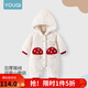 優(yōu)奇斷碼撿漏  嬰兒衣服秋冬裝寶寶保暖爬服加絨連體衣套裝新生兒棉衣 白色 80cm