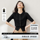 尚都比拉百搭時(shí)髦設(shè)計(jì)感愛心金屬扣圓領(lǐng)針織衫 黑色 S 