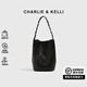 CHARLIE&KELLI CK品牌包包女包幾何菱格菜籃子水桶包腋下包女士2025新款手提包 黑色【七夕情人節(jié)禮物】 小號【七夕情人節(jié)禮物】
