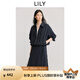LILY2025春新款法式重工荷葉邊寬松休閑易打理百搭通勤夾克外套女 411藏青 L