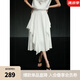 ELLE摩登荷葉邊半身裙女2025夏新款不規(guī)則設(shè)計(jì)感小眾時(shí)尚a字傘裙 白色 S