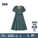 森馬（Semir）森柔牛仔|牛仔連衣裙女泡泡袖復(fù)古潮酷甜酷夏季腰帶收腰長裙 牛仔黃泥染80325 M