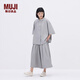 無印良品（MUJI）IDEE 女式 平紋 短袖襯衫 女士襯衣25年夏季女裝上衣GA41CC5S 煙熏綠色 M （155/80A）