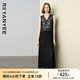 顏域V領收腰背心連衣裙女2025夏季新款高級感氣質(zhì)假兩件無袖長裙 黑色 L