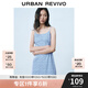UR2025春季新款女度假法式碎花U領修身吊帶連衣裙UYY750013 淡藍印花 M