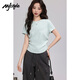 MJ STYLE抽褶正肩短袖T恤女2026年夏季緊身收腰顯瘦辣妹風(fēng)小個(gè)子短款上衣