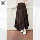 對白（DUIBAI）【AN大碼系列】高溫定型褶皺半身裙春季微胖mm垂感飄逸大擺傘裙子 咖啡色 M 建議體重110-125