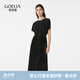 歌莉婭非遺香云紗新中式國(guó)風(fēng)改良旗袍盤扣v領(lǐng)收腰連衣裙  1C3L4K760 00B黑色 M