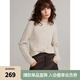 ELLE【100%綿羊毛】寬松圓領(lǐng)毛衣女2024冬裝新款慵懶軟糯毛針織衫 米咖 S