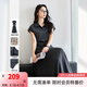 梵希蔓時尚套裝裙女2025夏季新款氣質(zhì)翻領短袖上衣高腰顯瘦半身裙 M9737 深灰色 XL
