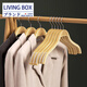 LIVING BOX實(shí)木衣架家用掛衣設計師推薦簡(jiǎn)約衣柜收納環(huán)保防滑無(wú)痕竹木衣?lián)?2個(gè)裝-楊木寬肩防滑衣架