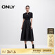 ONLY 2025春季簡(jiǎn)約純色拼接翻領(lǐng)短袖中長(cháng)裙連衣裙女|125146005