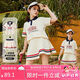 ASK JUNIOR度假風(fēng)套裝女童2025夏兒童針織polo衫短裙網(wǎng)球服兩件 米白  170 